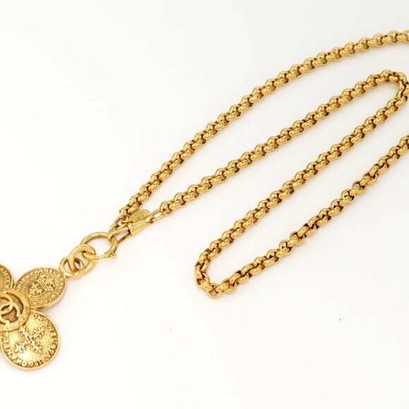 CHANEL CC Logo Cross Vintage Necklace 29" Gold Tone 28 Auth #24501 - Picture 3 of 9